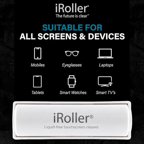 Screen Cleaner by iRoller - No Need for Spray or Wipes - Liquid Free iPad Screen Cleaner Roller Tool - Washable & Reusable - Phone Screen Cleaner Ideal for iPhone, Laptop, Computer Touchscreen - 3.5" - size: 1 pack