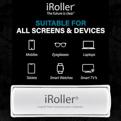 Screen Cleaner by iRoller - No Need for Spray or Wipes - Liquid Free iPad Screen Cleaner Roller Tool - Washable & Reusable - Phone Screen Cleaner Ideal for iPhone, Laptop, Computer Touchscreen - 3.5" - size: 1 pack