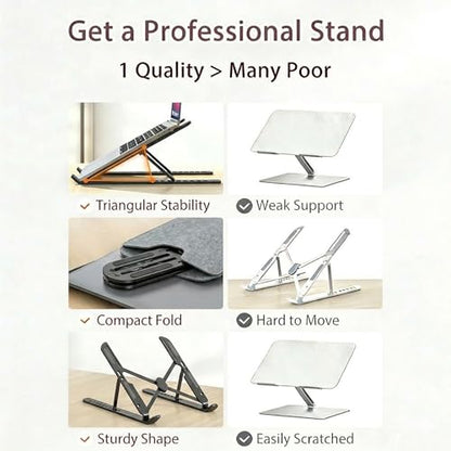 Ergonomic Foldable Computer Stand, 10-Level Height Adjustable Aluminum Laptop Stand, Compatible with 17.3 Inch Laptops, Tablets & Drawing Tablets, for MacBook, HP, Lenovo, Dell (Black) - color: Black