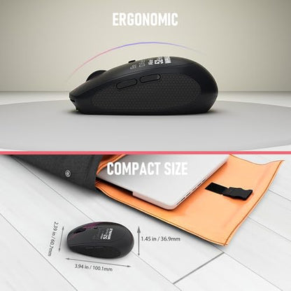 Wireless Mouse (Bluetooth+2.4G) Rechargeable Portable Silent Computer Mouse with Quiet Click and 3 DPI for Laptop/PC/Mac/MacBook/Chromebook/Surface Pro/iPad/Tablet (Whale2) - color: Whale2