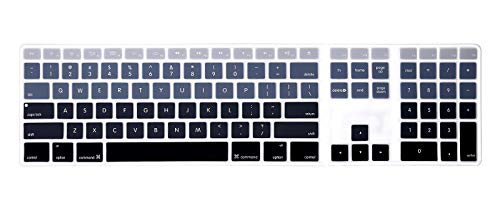 HRH Ombre Grey Silicone Keyboard Skin Cover for iMac Wired USB Full Size Keyboard with Numeric Keypad A1243(G6 MB110LL/B and MB110LL/A) - color: Ombre Gray