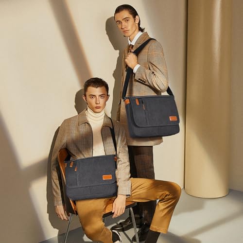 Estarer Messenger Bags for Men 13-13.3 Inch Laptop Briefcase Water Resistant Canvas Bag for Work/Office/Commute Small Shoulder Crossbody Laptop Satchel