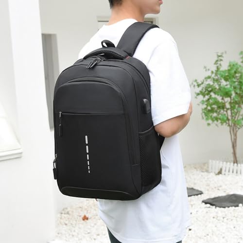 Laptop Backpack With External USB Charging Port Waterproof Anti Theft Business Travel Nylon Backpacks for Men Women Large Capacity College Daily Commute Work Airplane Carry On Trip Black - color: 1-black