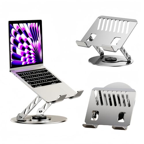360° Rotatable Height-Adjustable All-Metal Dual-Bar Laptop Stand, Anti-Slip Heat-Dissipating for MacBook Pro/Air (10-17"), Tablet, Gaming, Office, Home, Drawing - Gray - color: C. Extra Large 2-Tier, Gray