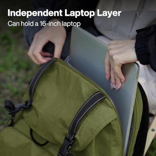 mixi Travel Backpack for Women Men, 18 Inch Carry On Laptop Backpack Flight Approved fits 16'' Laptop, Lightweight Waterproof Hiking Backpack Travel Outdoor Business Casual Daypack, Jungle Green - color: Jungle Green