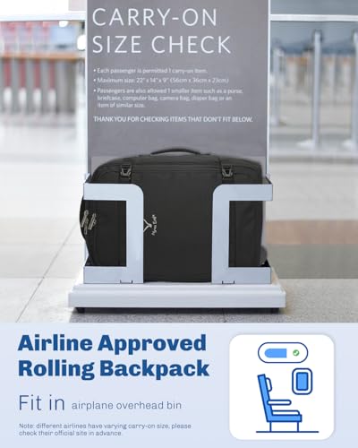 Hynes Eagle Rolling Backpack 42L Backpack with Wheels Airline Approved Carry on Luggage Laptop Travel Suitcase Bag for Women Men Jet Black with 3PCS Packing Cubes Set Black - color: Jet Black