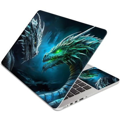 15.6 Inch Laptop Skin Sticker, Reusable Vinyl Cover Protector with 2 Wrist Pad Skins, Removable Waterproof Scratch-Resistant for 12-15.6 Inch Laptop Notebook,Green Dragon - color: Green Dragon