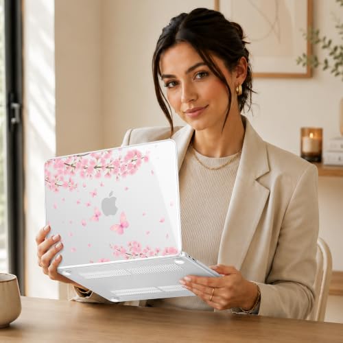 May Chen Compatible with MacBook Neo 13 inch Case 2026 Model A3404, Plastic Hard Shell,Keyboard Cover,Screen Protector,Dust Plug, for MacBook Neo 13" with A18 Pro Chip, Cherry Blossom - color: Cherry blossom