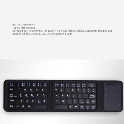 Zopsc Wireless Bluetooth Keyboard, Ultra Slim Foldable Keyboard with Touchpad, USB-C Rechargeable Keyboard, Numeric Keypad Keyboard for Travel Office