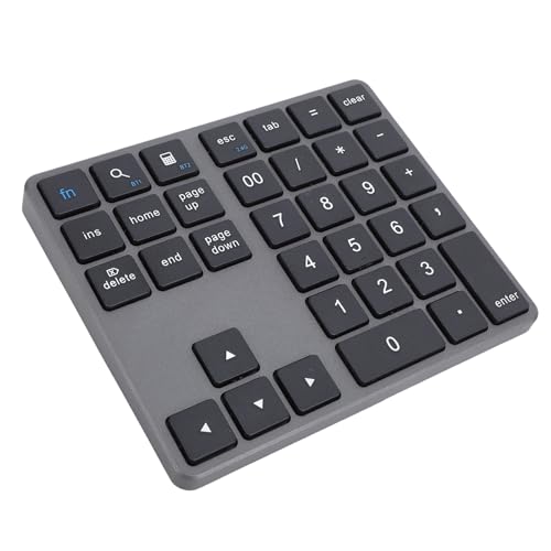 Bluetooth Number Pad, Type C Rechargeable Cordless Numeric Keypad, 35 Keys External Numpad Keyboard Data Entry for PC Desktop, Laptop Notebook (Gray) - color: Gray