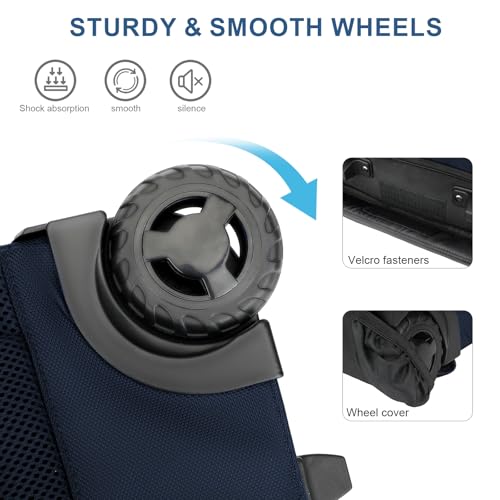 Backpack with wheels,rolling backpack with 2 Packing Cubes and compression bags,Laptop Compartment,Water Resistant Luggage suitcase,Air Travel,Weekend Trips (Blue) - color: Blue