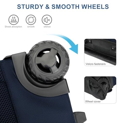 Backpack with wheels,rolling backpack with 2 Packing Cubes and compression bags,Laptop Compartment,Water Resistant Luggage suitcase,Air Travel,Weekend Trips (Blue) - color: Blue
