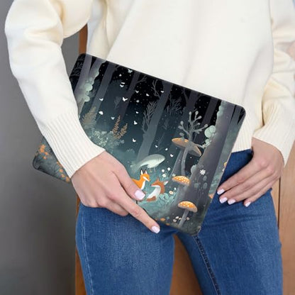 Laptop Skin Sticker 3-Piece Set,Foxes Mushrooms | Trim-to-fit 3-piece vinyl set with one 15 x 10.6 in lid skin and two palm-rest decals for many 12-15.6 in laptops - color: Foxes Mushrooms