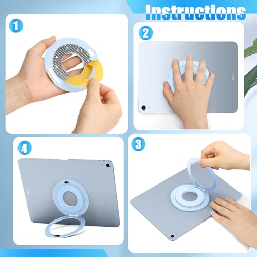 Universal Tablet Mount Ring Holder Stand for iPad | Rotating Desktop Tablet Magnetic Handle Grip Bracket for iPad Pro Air Mini，Galaxy, Fire, Kindle, 6-13" Divice Accessories - color: Blue