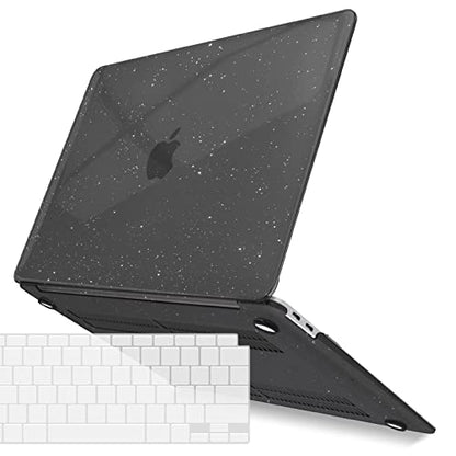 IBENZER Compatible with New MacBook Air 13 inch Case 2022 2021 2020 M1 A2337 A2179 A1932, Plastic Hard Shell Case with Keyboard Cover for Mac Retina Display with Touch ID, Star Black, AT13-S-BK+1 - color: Star Black