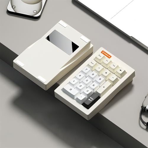 PANDA20 Mechanical Number Pad,VIA/QMK Programmable Macro Numpad Aluminum CNC Hot Swappable Gasket Wireless Numeric Keypad BT5.0/2.4Ghz/USB-C RGB Gaming Keypad for Laptop/PC (White) - color: White