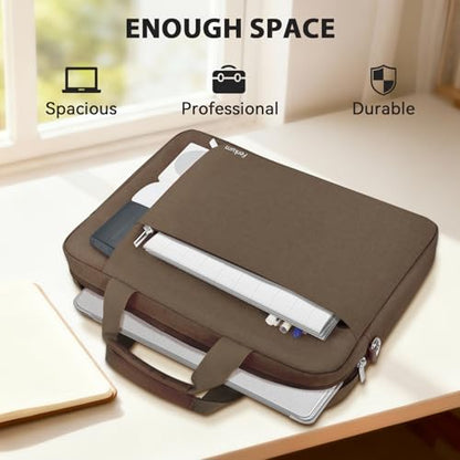Ferkurn Laptop Bag Case for Women Men Computer Bag Compatible with HP Envy Pavilion Omen/LG Gram/MSI/Dell Inspiron XPS/Lenovo/Acer, Shoulder Strap Carrying Messenger Briefcase, Brown, 17 17.3 Inch - color: Brown, size: 17.3 inch