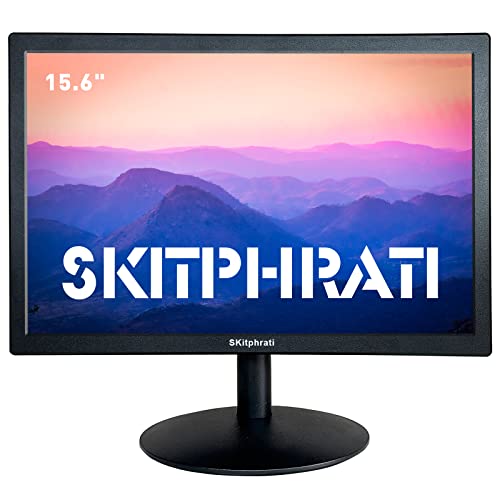 SKitphrati 15.6 Inch Small PC Monitor, FHD VA 1080P Desktop Display with 1920x1080 99% sRGB HDMI VGA Ports, 2 Hole Mounting, LED Monitor for PC, Laptop and Computer, Black