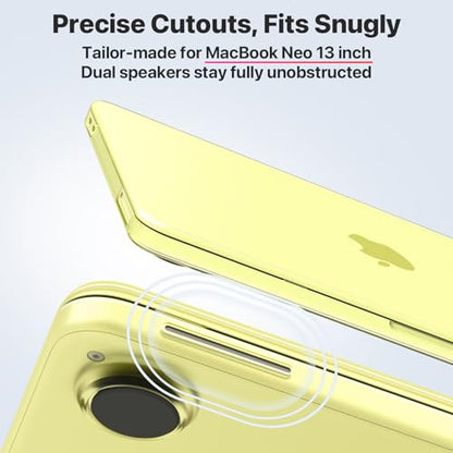 Soonjet for MacBook Neo 13 inch Case 2026 A3404 Hard Shell + Keyboard Cover | Official Citrus Clear, Anti Scratch & Fingerprint, Yellow Matte, Protective Mac Laptop Cover, Thin & Light, Durable Plastic - color: Frost Citrus