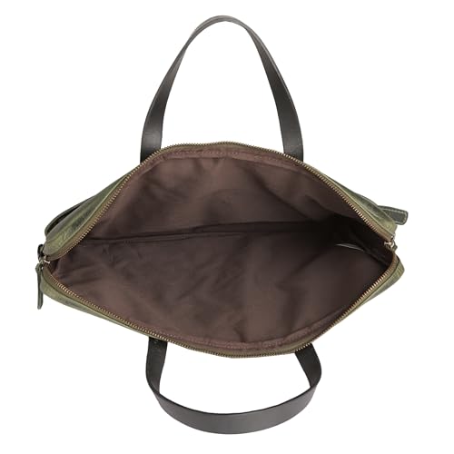 KomalC Leather Laptop Sleeve 15.5" with Trolley Strap, Fits up to 16" Laptop, Slim Office Bag with Shoulder Strap - color: Green