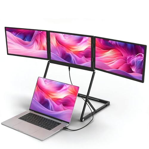 15.6-Inch FHD IPS 60Hz Triple Portable Monitors Extender | for 13–17”Laptops,Stable Bracket with Anti-Pinch Design,Aluminum Alloy,USB-C & H/D Interface,Suitable for Travel,Home Office