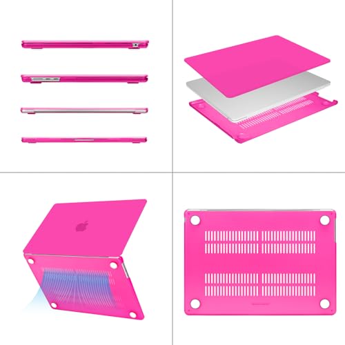 MOSISO Compatible with MacBook Air 15 inch Case M5 2026 M4 M3 M2 2025-2023 | A3448 A3241 A3114 A2941, Scratch-Resistant Protective Hard Shell Case&Keyboard Cover&ScreenFilm&Pouch, Bright Rose - color: Bright Rose
