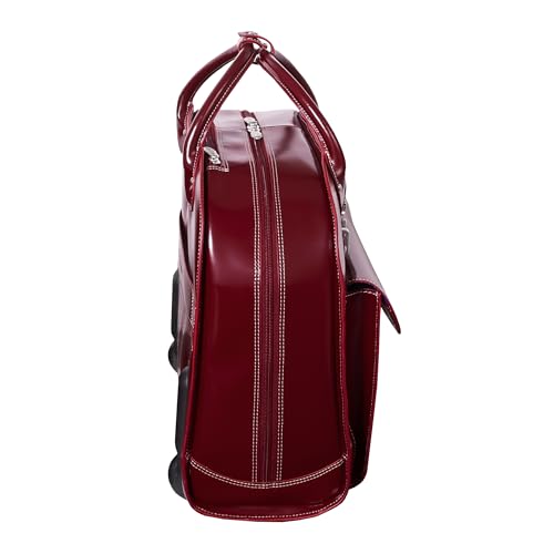 McKlein EDGEBROOK, Top Grain Cowhide Leather, 15" Leather Vertical Wheeled Ladies' Laptop/ Computer & Tablet Business Briefcase Bag/ Women's Rolling Overnight Travel Bag, Removable trolley case