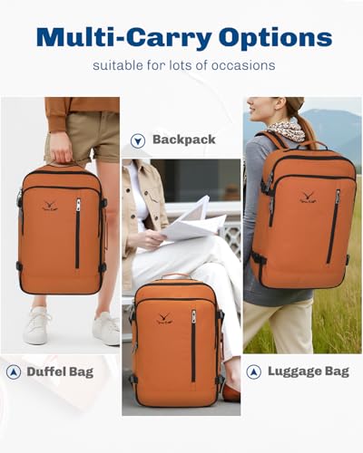 Carry on Backpack 38L Large Travel Backpack for Women Flight Approved Weekender Bag Laptop Backpack Men 15 inches Bronze - color: Bronze