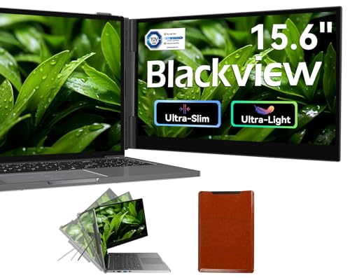 Blackview Laptop Screen Extender, 1.7lbs Ultra-Light & 0.17" Ultra-Slim, 15.6" FHD 1080P IPS Portable Laptop Monitor Extender,Travel Dual Monitor for 14-17",Plug & Play for Windows/Mac/Android/Switch