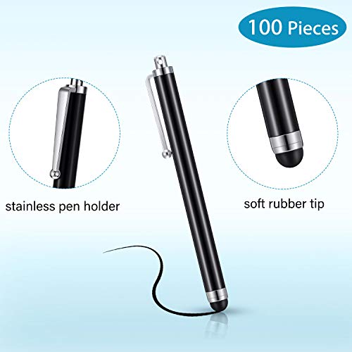Outus Stylus Pen Set of 100 Universal Capacitive Stylus Compatible with Samsung, Tablet, Most Devices with Capacitive Touch Screen (Black)