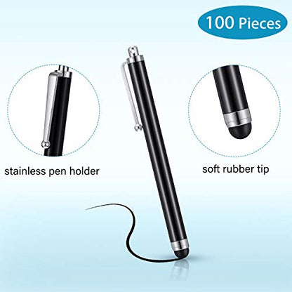 Outus Stylus Pen Set of 100 Universal Capacitive Stylus Compatible with Samsung, Tablet, Most Devices with Capacitive Touch Screen (Black)