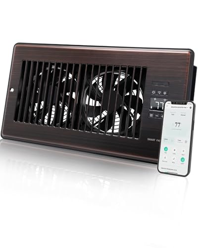 2026 Super Quiet Register Booster Fan for 6" x 12" Register Holes, Smart Register Vent with Dual Intelligent Thermostat and WiFi App Control, Heating Cooling AC Vent Fan (ORB) - color: Oil Rubbed Bronze, size: 6" x 12"