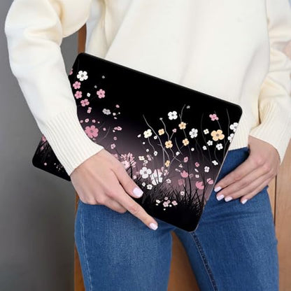 Laptop Skin Sticker 3-Piece Set,Pink Flowers | Trim-to-fit 3-piece vinyl set with one 15 x 10.6 in lid skin and two palm-rest decals for many 12-15.6 in laptops - color: Pink Flowers
