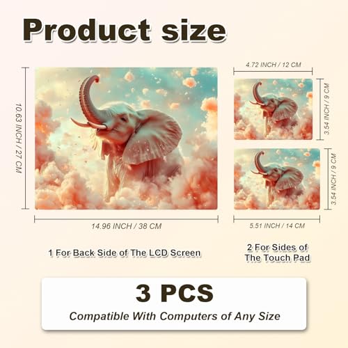 Universal Laptop Skin Sticker, 11-15.6 Inch Reusable Vinyl Laptop Skin Decal, Scratch Resistant Waterproof Cover, Easy to Trim & Apply, Elephant in Pink Clouds - color: Elephant in Pink Clouds