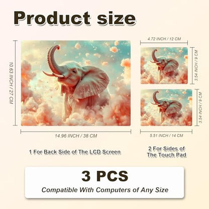 Universal Laptop Skin Sticker, 11-15.6 Inch Reusable Vinyl Laptop Skin Decal, Scratch Resistant Waterproof Cover, Easy to Trim & Apply, Elephant in Pink Clouds - color: Elephant in Pink Clouds