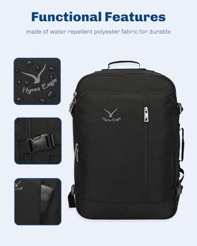 Carry on Backpack 38L Large Travel Backpack for Women Flight Approved Weekender Bag Laptop Backpack Men 15 inches Black 2023 - color: Black 2023