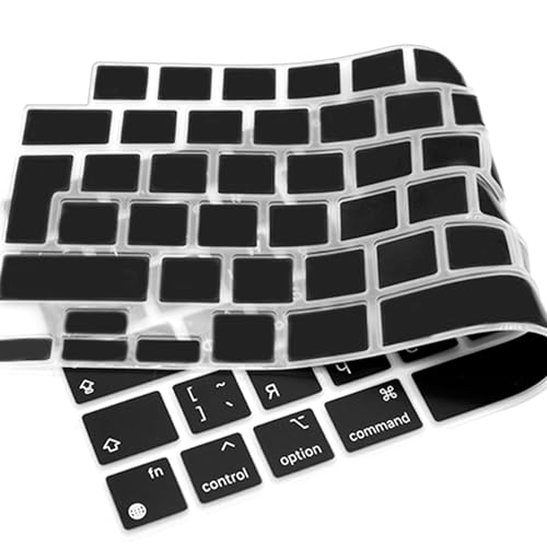 HRH Russian Keyboard Cover for MacBook Air 13”15"(M5-M2)&Pro 14”16"(M5-M1) | EU,Black,Silicone Protective Skin,2026-2021,A2442 A3428,Neo 13"A18,Precise Fit,Dust Proof,Waterproof,Durable,Laptop Accessory - color: Russian new