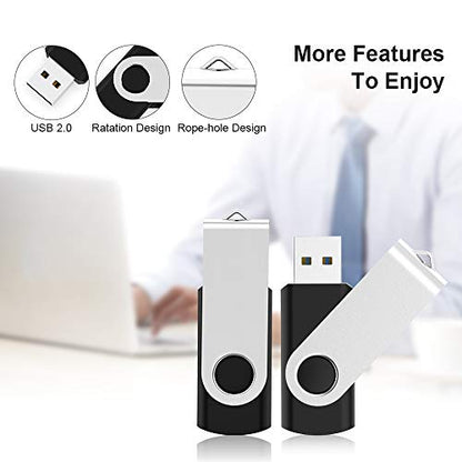 KEXIN 10 Pack 4GB Flash Drive Thumb Drive 4G USB Drive Memory Stick with LED Indicator, USB 2.0 Black - size: USB 2.0-4G, style: 10 Pack