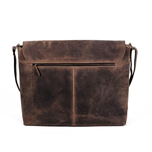 Leather messenger satchel laptop briefcase for men and women best handmade buffalo office computer bag - size: 18 Inches