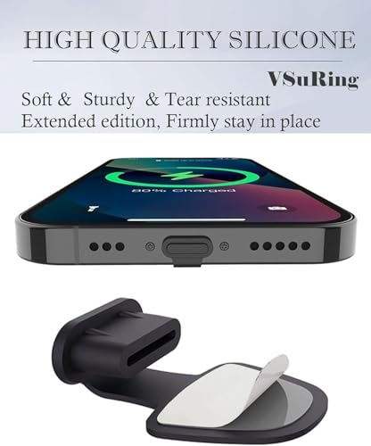 5Pcs USB C Dust Plug Silicone Detachable Adhesive Anti-Lost Anti Dust Plug Cover Compatible with iPhone 17/16/15 Galaxy S25/S24/ Note 20/ Z Fold6/ Pixel 9 Moto Edge+ Type C Port Device