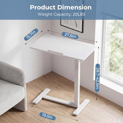 DUMOS Adjustable Rolling Desk, Standing Desks, Overbed Table | Mobile Hidden Wheels, Portable Laptop Computer Workstation, Bed Sofa Couch Use, Milk - color: Milky