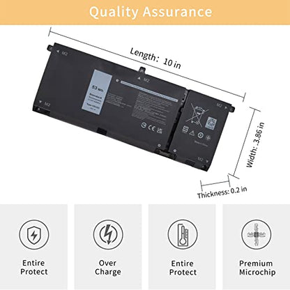 H5CKD Laptop Battery Replacement for Dell Vostro 5300 5401 5501 Latitude 3410 3510 Inspiron 5300 5401 5408 5501 5508 5400 7405 7300 7500 2-in-1 Silver Series 07T8CD [15V 53Wh]