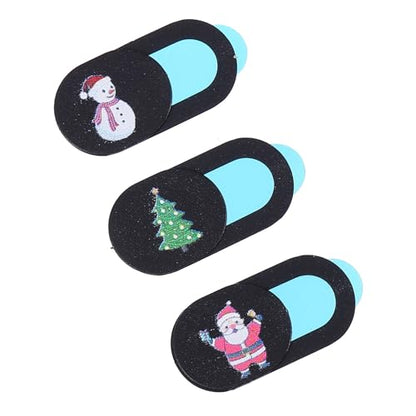 3pcs Webcam Cover Slide for Laptop and Desktop, Christmas Theme Black Anti-Peeping Camera Privacy Protector, Ultra-Thin Sliding Lens Guard for Computer and Tablet Use