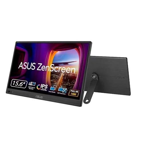 ASUS ZenScreen 15.6” Portable Monitor for Laptop (MB169CK) - Dual USB-C, Mini-HDMI, Plug & Play External Screen for Travel Dual Setup, Full HD, IPS, Anti-Glare Surface, 360° Kickstand, 3yr Warranty - style: 16" Dual USB-C Mini HDMI
