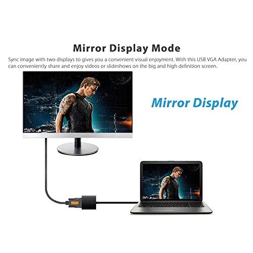 USB 3.0 to VGA Adapter, USB 3.0/2.0 to VGA 1080P Adapter (Male to Female), Multi Monitor External Video Graphic Card Cable Converter for Windows 10/8.1/8/7/XP Built-in-Drivers