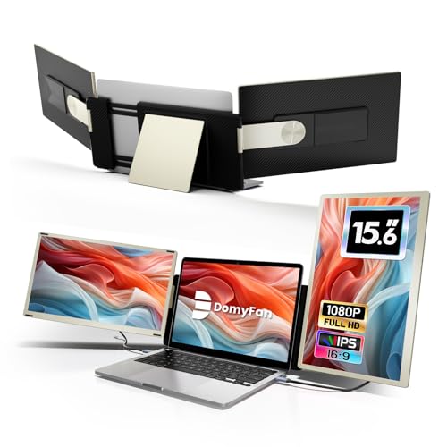 domyfan 15.6" Laptop Screen Extender, 120% sRGB FHD 1080P IPS Triple Portable Laptop Monitor Extender with Type-C USB HDMI Plug-Play for Mac, Windows, Chrome, Android, Fits All Laptops - size: 15.6" Triple Screen