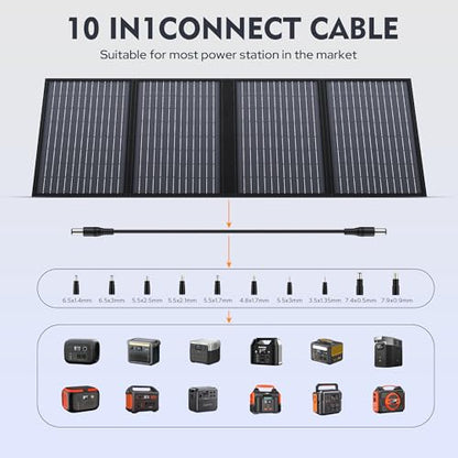 Portable Power Station, 300W 296Wh Battery Bank with 110V Pure Sine Wave, 60W Foldable Solar Panel with 18V DC Outlet for Portable Power Stations