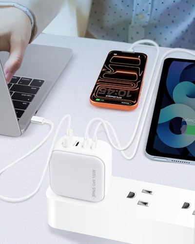 100W GaN USB C Charger Block, 4-Port Portable Fast Wall Charger with Foldable Plug & Travel Adapters, Fast Charging Station for iPhone 17/16/15 Pro Max/Plus, MacBook, ipad, Samsung, Laptop