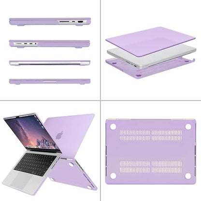 MOSISO Compatible with MacBook Pro 14 inch Case M5 2026 M4 2025 M3 M2 M1 2024-2021 A3427 A3426 A3434 A3112 A3185 A3401 A2918 A2992 A2779 A2442,Hard Case&Keyboard Skin&ScreenFilm&Pouch, Light Purple - color: Light Purple