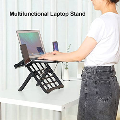 Laptop Stand Aluminum Cooling Bracket with Built-in Foldable Phone Holders Multi-Angle Adjustable Notebook